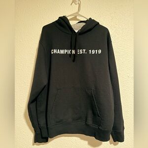 Champion Black Hoodie with White Print